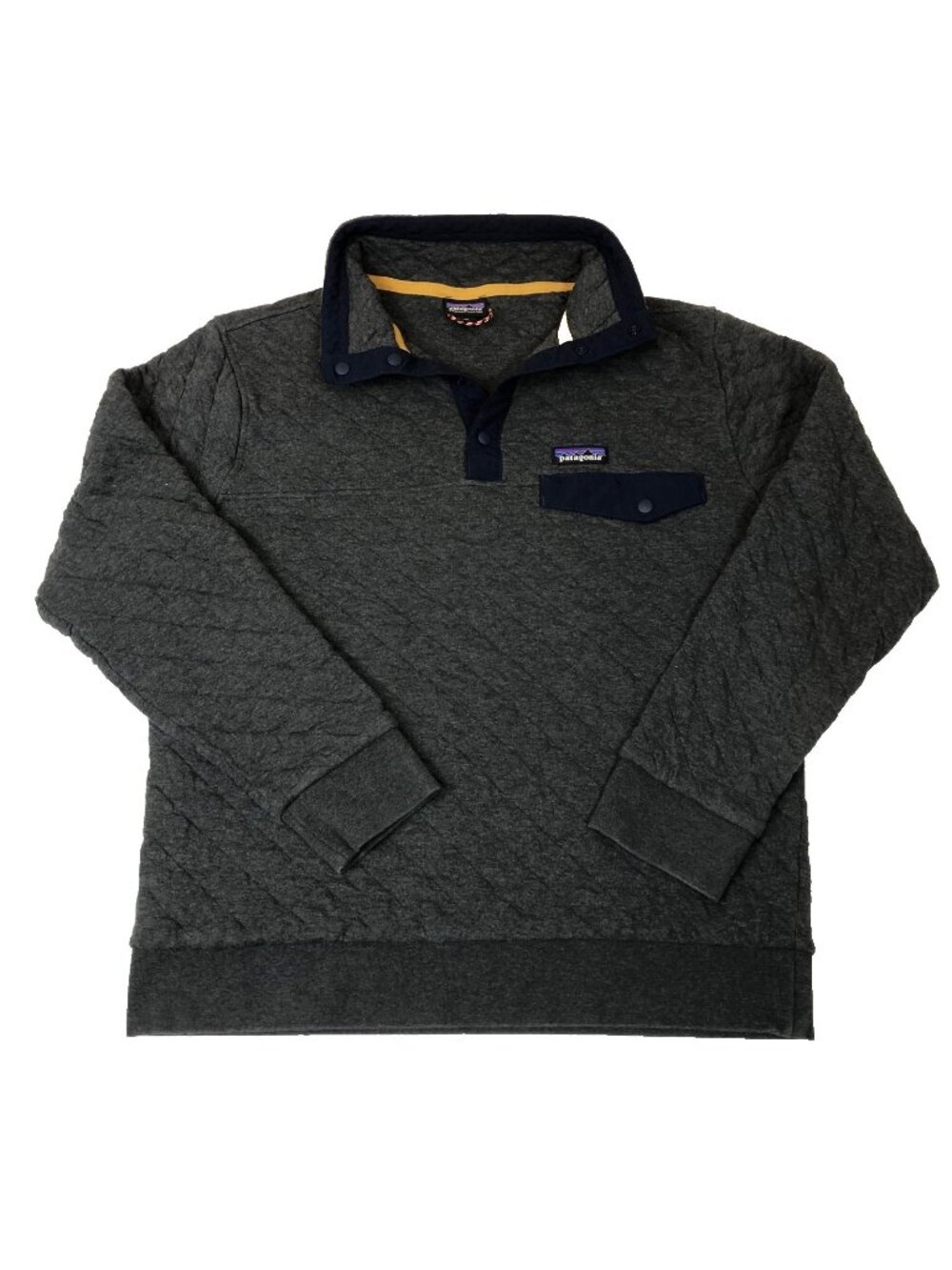 Mens Patagonia Organic Cotton Quilt Snap T Gray Pullover Sweater Medium 25371